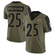 Men's Nike Pittsburgh Steelers Ahkello Witherspoon Olive 2021 Salute To Service Jersey - Limited