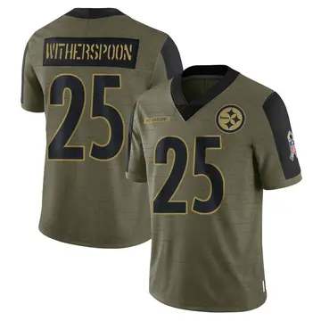 Men's Pittsburgh Steelers Ahkello Witherspoon Olive 2021 Salute To Service Jersey - Limited