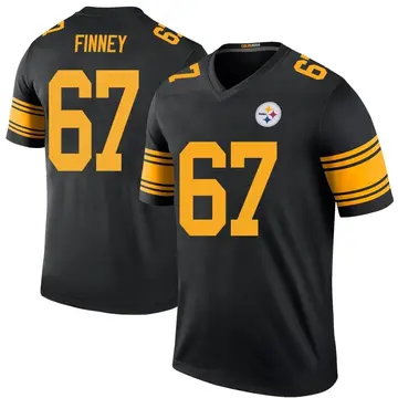 Men's Pittsburgh Steelers B.J. Finney Black Color Rush Jersey - Legend