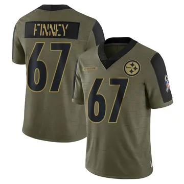 Men's Pittsburgh Steelers B.J. Finney Olive 2021 Salute To Service Jersey - Limited