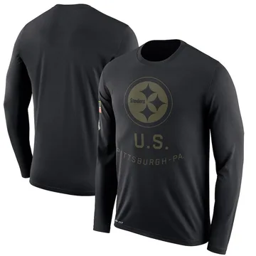 Men's Nike Pittsburgh Steelers Black 2018 Salute to Service Sideline Performance Long Sleeve T-Shirt - Legend
