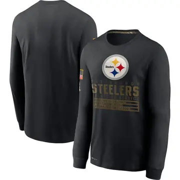 Men's Nike Pittsburgh Steelers Black 2020 Salute to Service Sideline Performance Long Sleeve T-Shirt -