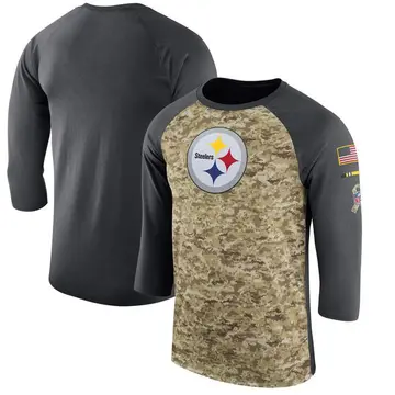 Men's Nike Pittsburgh Steelers Camo/Anthracite Salute to Service 2017 Sideline Performance Three-Quarter Sleeve T-Shirt - Legend