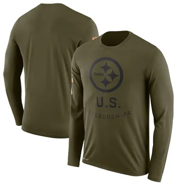 Men's Nike Pittsburgh Steelers Olive 2018 Salute to Service Sideline Performance Long Sleeve T-Shirt - Legend