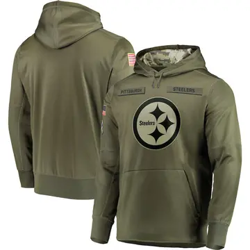 Men's Nike Pittsburgh Steelers Olive 2018 Salute to Service Sideline Therma Performance Pullover Hoodie -