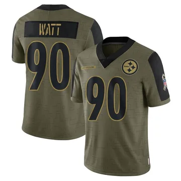Men's Pittsburgh Steelers T.J. Watt Olive 2021 Salute To Service Jersey - Limited