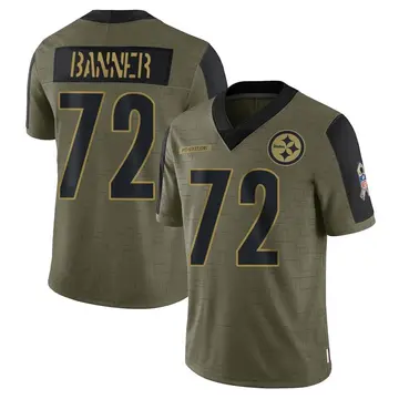 Men's Pittsburgh Steelers Zach Banner Olive 2021 Salute To Service Jersey - Limited