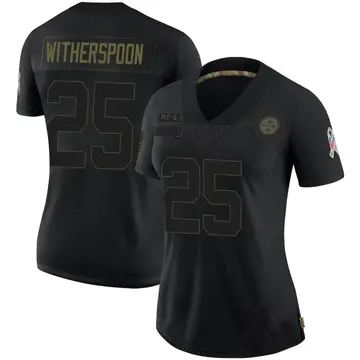 Women's Nike Pittsburgh Steelers Ahkello Witherspoon Black 2020 Salute To Service Jersey - Limited