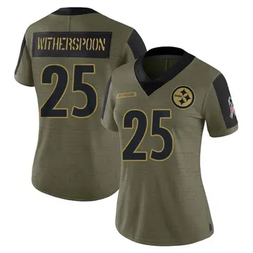 Women's Nike Pittsburgh Steelers Ahkello Witherspoon Olive 2021 Salute To Service Jersey - Limited
