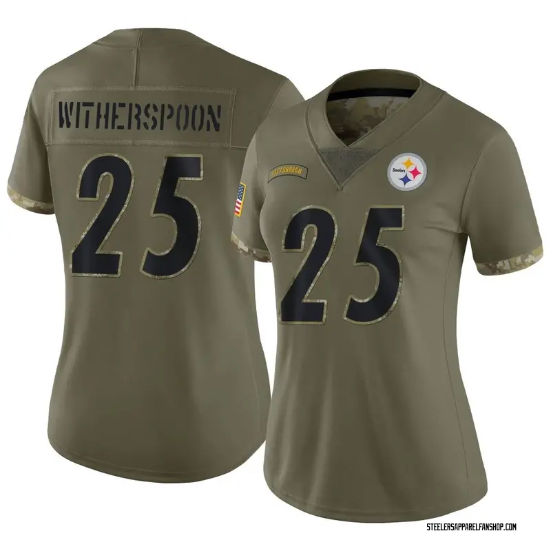 Women's Nike Pittsburgh Steelers Ahkello Witherspoon Olive 2022 Salute To Service Jersey - Limited