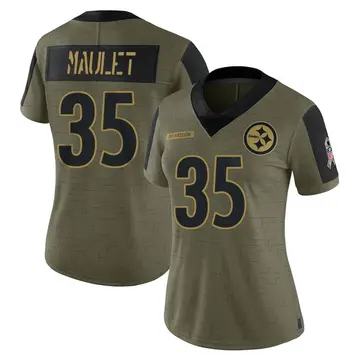 Women's Nike Pittsburgh Steelers Arthur Maulet Olive 2021 Salute To Service Jersey - Limited