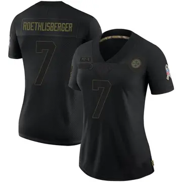 Women's Nike Pittsburgh Steelers Ben Roethlisberger Black 2020 Salute To Service Jersey - Limited
