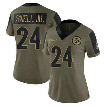 Women's Nike Pittsburgh Steelers Benny Snell Jr. Olive 2021 Salute To Service Jersey - Limited