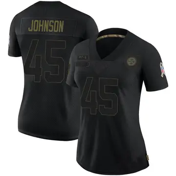 Women's Nike Pittsburgh Steelers Buddy Johnson Black 2020 Salute To Service Jersey - Limited