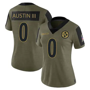 Women's Nike Pittsburgh Steelers Calvin Austin III Olive 2021 Salute To Service Jersey - Limited