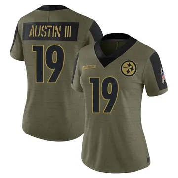 Women's Nike Pittsburgh Steelers Calvin Austin III Olive 2021 Salute To Service Jersey - Limited