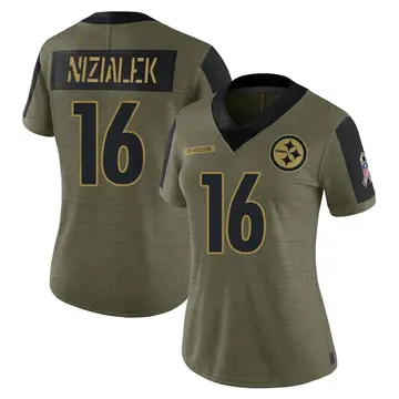 Women's Nike Pittsburgh Steelers Cameron Nizialek Olive 2021 Salute To Service Jersey - Limited