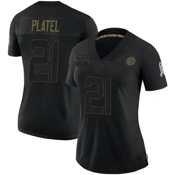 Women's Nike Pittsburgh Steelers Carlins Platel Black 2020 Salute To Service Jersey - Limited