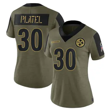 Women's Nike Pittsburgh Steelers Carlins Platel Olive 2021 Salute To Service Jersey - Limited