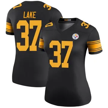 Women's Nike Pittsburgh Steelers Carnell Lake Black Color Rush Jersey - Legend