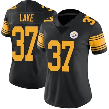 Women's Nike Pittsburgh Steelers Carnell Lake Black Color Rush Jersey - Limited