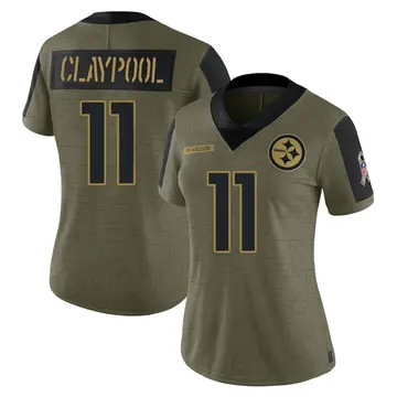 Women's Nike Pittsburgh Steelers Chase Claypool Olive 2021 Salute To Service Jersey - Limited