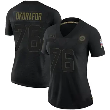 Women's Nike Pittsburgh Steelers Chukwuma Okorafor Black 2020 Salute To Service Jersey - Limited