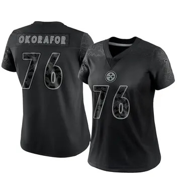 Women's Nike Pittsburgh Steelers Chukwuma Okorafor Black Reflective Jersey - Limited