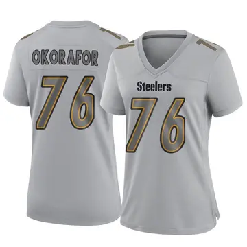 Women's Nike Pittsburgh Steelers Chukwuma Okorafor Gray Atmosphere Fashion Jersey - Game