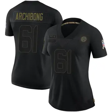 Women's Nike Pittsburgh Steelers Daniel Archibong Black 2020 Salute To Service Jersey - Limited