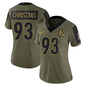 Women's Nike Pittsburgh Steelers Demarcus Christmas Olive 2021 Salute To Service Jersey - Limited