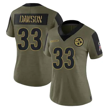 Women's Nike Pittsburgh Steelers Duke Dawson Olive 2021 Salute To Service Jersey - Limited