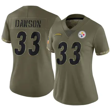 Women's Nike Pittsburgh Steelers Duke Dawson Olive 2022 Salute To Service Jersey - Limited