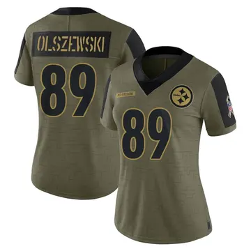 Women's Nike Pittsburgh Steelers Gunner Olszewski Olive 2021 Salute To Service Jersey - Limited
