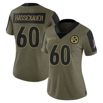 Women's Nike Pittsburgh Steelers J.C. Hassenauer Olive 2021 Salute To Service Jersey - Limited