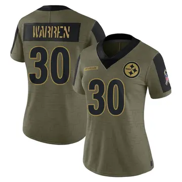 Women's Nike Pittsburgh Steelers Jaylen Warren Olive 2021 Salute To Service Jersey - Limited