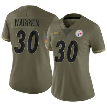 Women's Nike Pittsburgh Steelers Jaylen Warren Olive 2022 Salute To Service Jersey - Limited