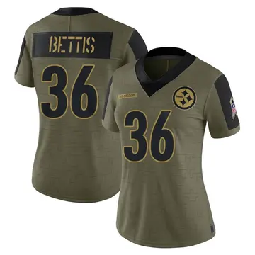 Women's Nike Pittsburgh Steelers Jerome Bettis Olive 2021 Salute To Service Jersey - Limited