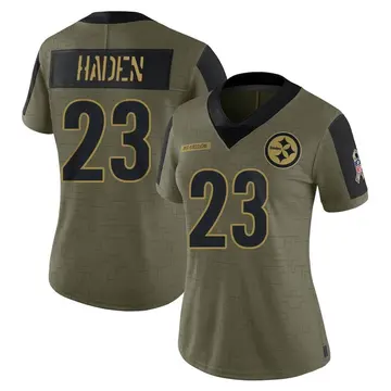 Women's Nike Pittsburgh Steelers Joe Haden Olive 2021 Salute To Service Jersey - Limited