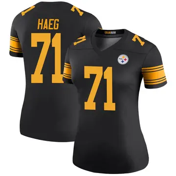 Women's Nike Pittsburgh Steelers Joe Haeg Black Color Rush Jersey - Legend