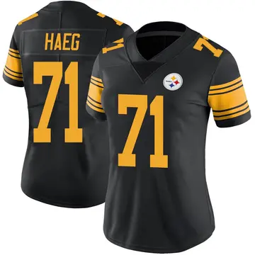 Women's Nike Pittsburgh Steelers Joe Haeg Black Color Rush Jersey - Limited