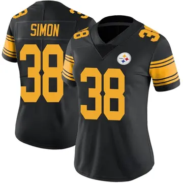 Women's Nike Pittsburgh Steelers John Simon Black Color Rush Jersey - Limited