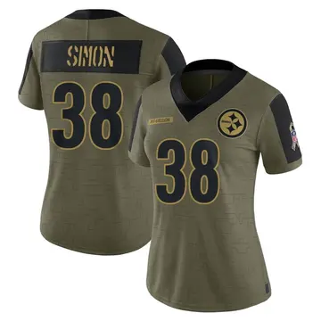 Women's Nike Pittsburgh Steelers John Simon Olive 2021 Salute To Service Jersey - Limited
