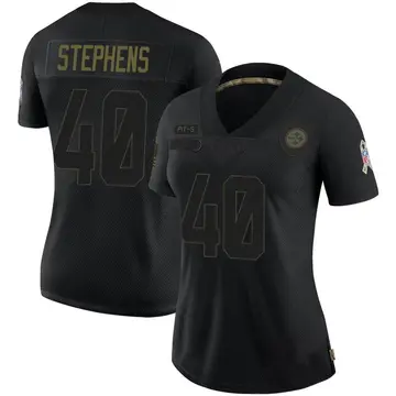 Women's Nike Pittsburgh Steelers Linden Stephens Black 2020 Salute To Service Jersey - Limited
