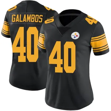 Women's Nike Pittsburgh Steelers Matt Galambos Black Color Rush Jersey - Limited