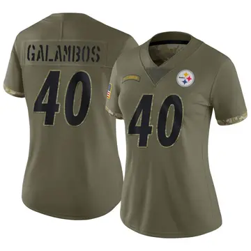 Women's Nike Pittsburgh Steelers Matt Galambos Olive 2022 Salute To Service Jersey - Limited