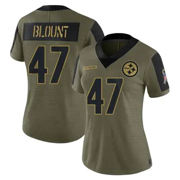 Women's Nike Pittsburgh Steelers Mel Blount Olive 2021 Salute To Service Jersey - Limited