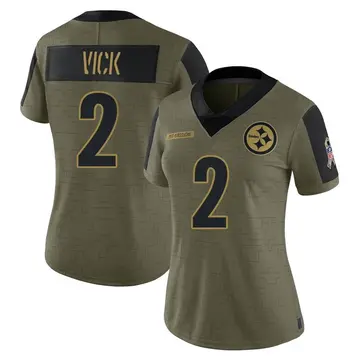Women's Nike Pittsburgh Steelers Mike Vick Olive 2021 Salute To Service Jersey - Limited