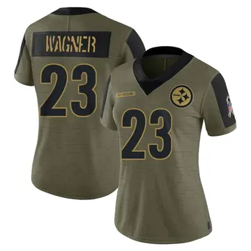 Women's Nike Pittsburgh Steelers Mike Wagner Olive 2021 Salute To Service Jersey - Limited