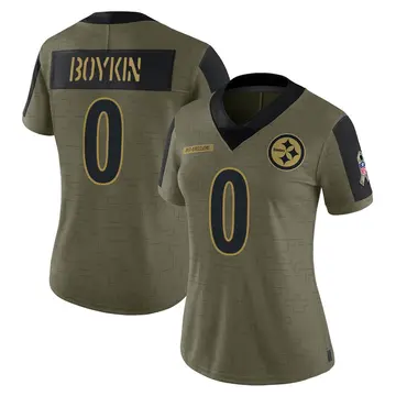 Women's Nike Pittsburgh Steelers Miles Boykin Olive 2021 Salute To Service Jersey - Limited